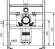 TECE Aufrüstset für Trockenbau, dargestellt in technischer Zeichnung, mit sichtbaren Montagesäulen, Anschlüssen und Maßen zur Installation.